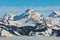 Summits of the Alps rising from sea of fog in winter