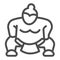 Sumo fighter, strong fat wrestler line icon, asian culture concept, japanese sport vector sign on white background