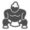 Sumo fighter, strong fat wrestler solid icon, asian culture concept, japanese sport vector sign on white background