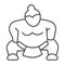 Sumo fighter, strong fat wrestler thin line icon, asian culture concept, japanese sport vector sign on white background