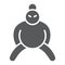 Sumo glyph icon, asian and character, japanese wrestler sign, vector graphics, a solid pattern on a white background.