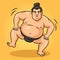 Sumo wrestler pinup pop art raster illustration