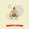 Sumo wrestler ready to fight, flat design