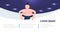 Sumo wrestler sitting pose arena background male sport man activity cartoon character full length flat horizontal copy