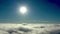 Sun above clouds Timelapse. Tropical scenery. Sunlight at blue sky