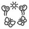 Sun and balloons with butterflies line icon, 1st June children day celebration concept, summer holidays in childhood