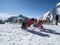 Sun bath on a mountain top in winter time Austrian Alps Tirol.