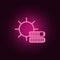 Sun, battery loading neon icon. Elements of ecology set. Simple icon for websites, web design, mobile app, info graphics