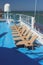 Sun beds in lounge zone, deck of cruise liner