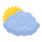 Sun behind cloud icon, cartoon style