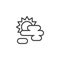 Sun behind clouds line icon