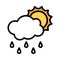 Sun behind rain cloud icon, Thanksgiving related vector
