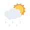 Sun behind rain cloud icon, Thanksgiving related vector