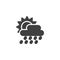 Sun behind rain cloud vector icon