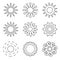 Sun black line icon logotype summer web vector set