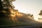 Sun Bursts Through The Fog Along The Blue Ridge Parkway