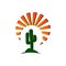 sun and cactus logo sign vector concept design texas west template