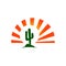 sun and cactus logo sign vector concept design texas west template