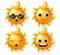 Sun characters vector set. Sun character in different facial expression like surprise, smiling, sleeping, and angry for summer.