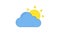 Sun and cloud blue and yellow line art vector animation