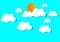 Sun and cloud, cuted paper design. vector illustration