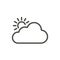 Sun cloud icon vector. Line weather symbol.