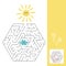 Sun and cloud, labyrinth maze for children. Search hidden way, educational game