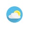 sun and cloud, sunny day flat icon with long shadow. weather forecast flat icon