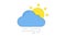 Sun, cloud and wind blowing in blue sky line art vector animation