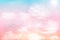 Sun and clouds background with a soft pastel color. Fantasy magical sunny sky pastel background with colorful cloudy