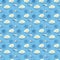 Sun with clouds and flying kites seamless pattern