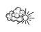 Sun with clouds icon. Doodle line art weather sign