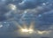 Sun among clouds light curtains diffuse background