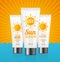 Sun Cream Summer Travel Concept. Vector