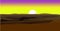 Sun from desert savannah dark low hills on blue background. vector illustration