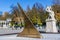 Sun dial in Royal Baths Park in Warsaw city, Poland