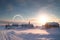 sun dogs over isolated arctic research station