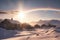 sun dogs over isolated arctic research station