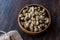 Sun Dried Mulberries in Wooden Bowl