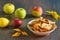 Sun-dried organic apple slices, crispy apple chips