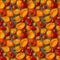 Sun-dried red and yellow tomatoes and peppers from top view. AI generative illustration