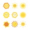 Sun emoji and summer elements sunshine morning vibes sun vector