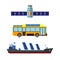 Sun energy transport vector illustration.