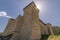 The sun filters over the top of the Rocca Albornoziana fortress in Spoleto, Italy