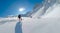 SUN FLARE: Extreme female snowboarder rides down a mountain in Canadian Rockies