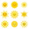 Sun flat emoji icons set