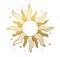 Sun, golden mystical logo, retro design. Vector drawings for tattoo, boho design, astrology, horoscope. Doodle