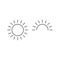 Sun and half sun for sunrise line icon, outline vector, linear style pictogram, Sunny weather symbol, logo illustration. Editable