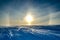 Sun Halo above ice shelf. Antarctica