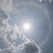 The sun halo optical phenomena with cloudy sky in background,